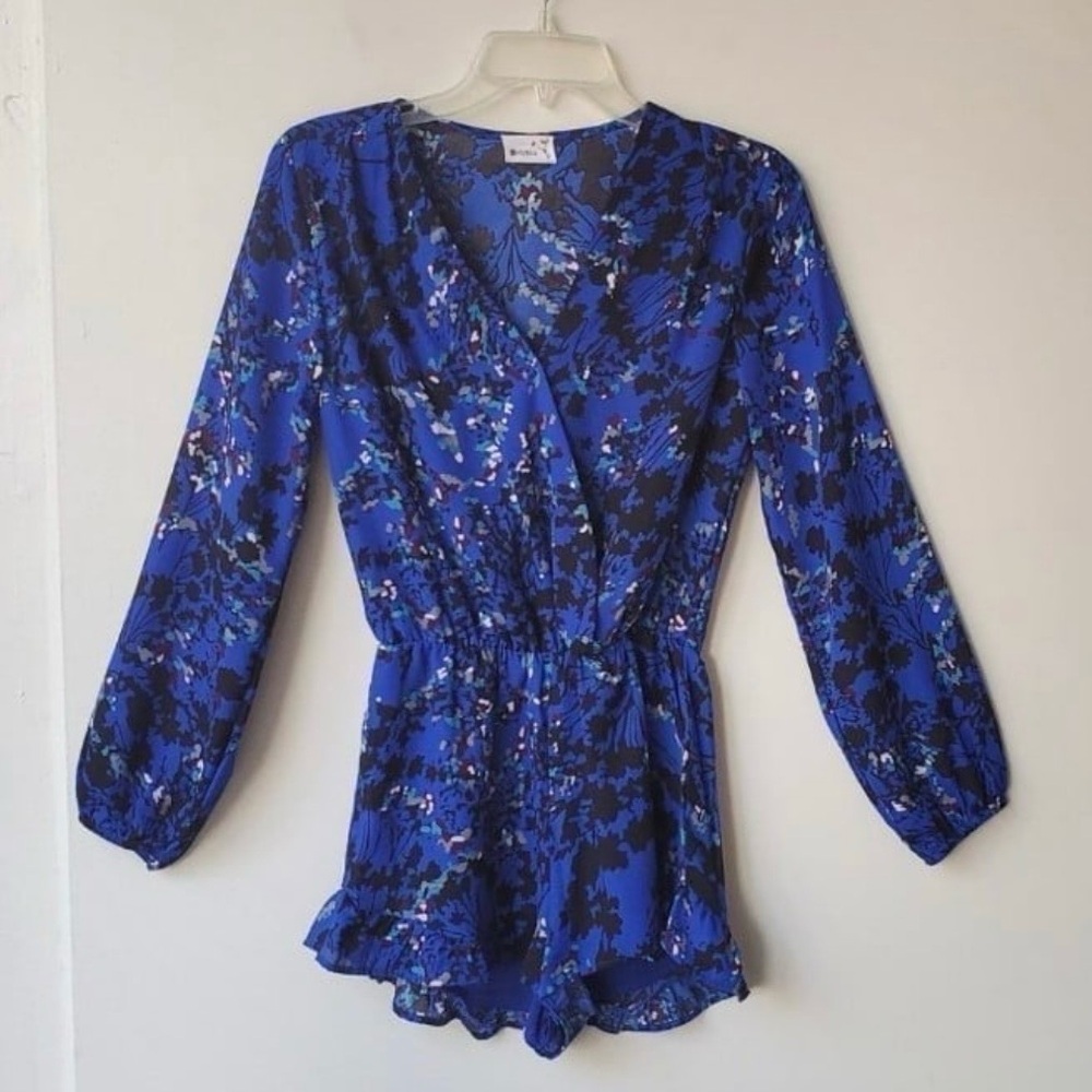 Anthropologie Sady & Lu Women's Deep V-Neck Long Sleeve Floral Romper, XS